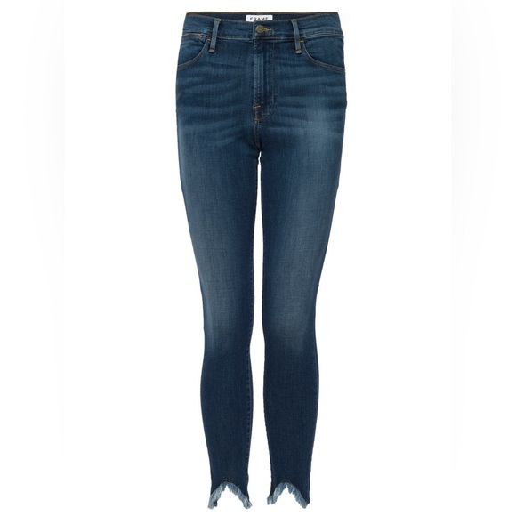 FRAME Denim - Le High Skinny Double Triangle Raw Hem Jeans | Keen Dark Wash | 29 - Picture 2 of 16